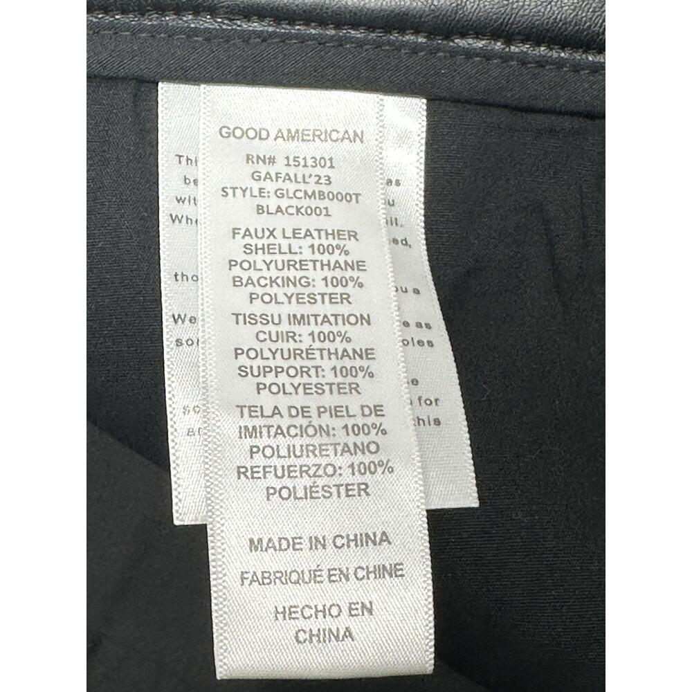 Good American Size 12 Good Legs Cropped Mini Boot Faux Leather Pants Black - Picture 9 of 12